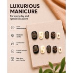 Vintage‑Mehndi Short Square‑Oval Press‑On Nails, False Nails with Bronze 3D Carved Flowers, Amber Shading & Floral Dots